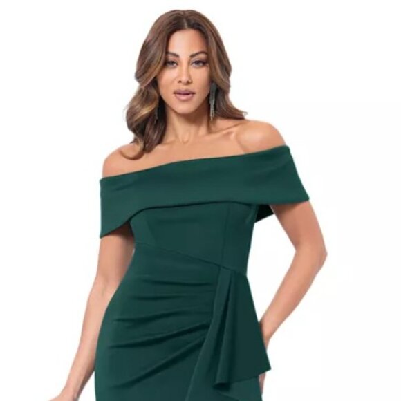 XSCAPE Women's Off-The-Shoulder Side-Slit Gown SZ 16 - Picture 1 of 5